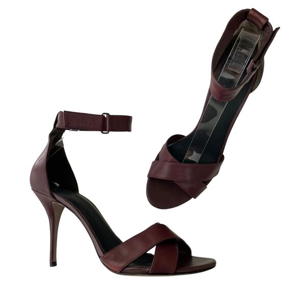 Alexander Wang Burgundy Leather Ankle Strap 4” Heels Women's Size 40 / US 10 - Picture 2 of 11